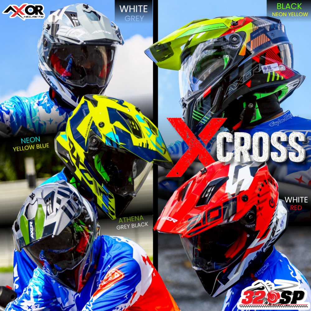 หมวกกันน็อค AXOR X-CROSS หมวกใบเดียว 3 สไตล์ ของแท้!! ส่งไว!! 320SP ...