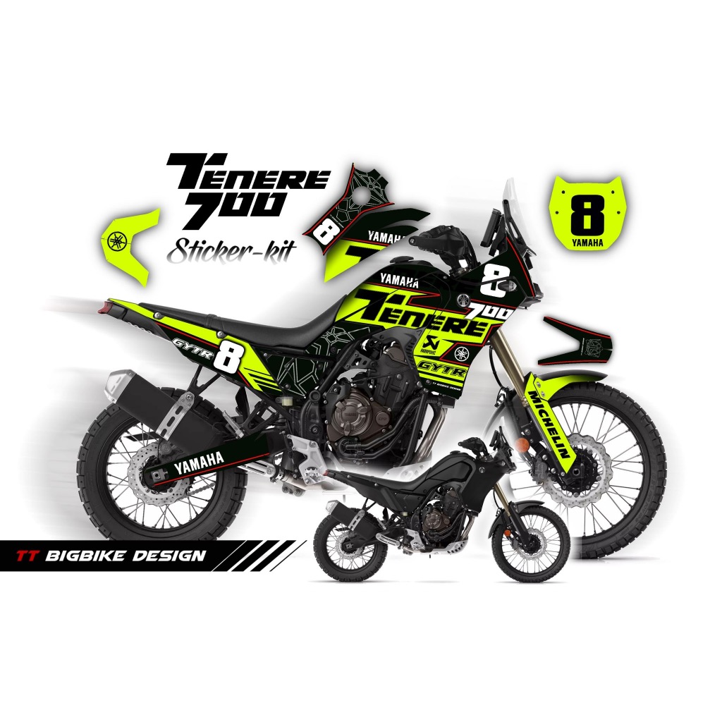 TT BIGBIKE DESIGN ชุดสติ๊กเกอร์แต่งลายรถ สำหรับ TENERE700 ลาย TT RACING ...