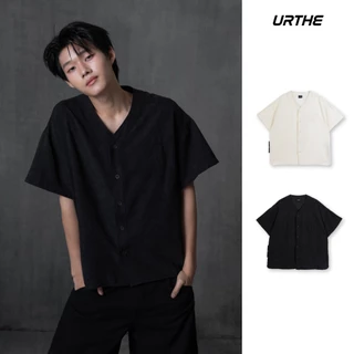 URTHE - เสื้อเชิ้ต คอวี สไตล์เบสบอล รุ่น INDULGENCE BASEBALL SHIRT