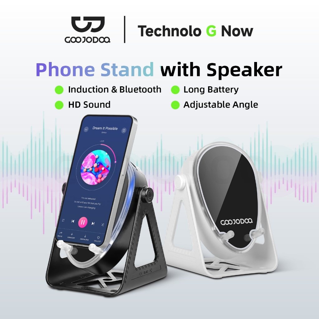 GOOJODOQ ลำโพง ขาตั้งโทรศัพท์ Rgb ลำโพงบลูทูธ Bluetooth 5.3 ลำโพง 2.5 วัตต์ เวลาเล่น 5 ชั่วโมง