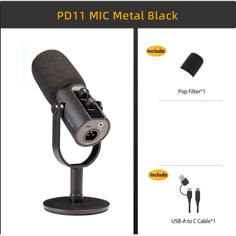 LINIM PD11 ไมโครโฟนไดนามิก ไมค์คอมพิวเตอร์ การเชื่อมต่อ USB/XLR สำหรับ ...