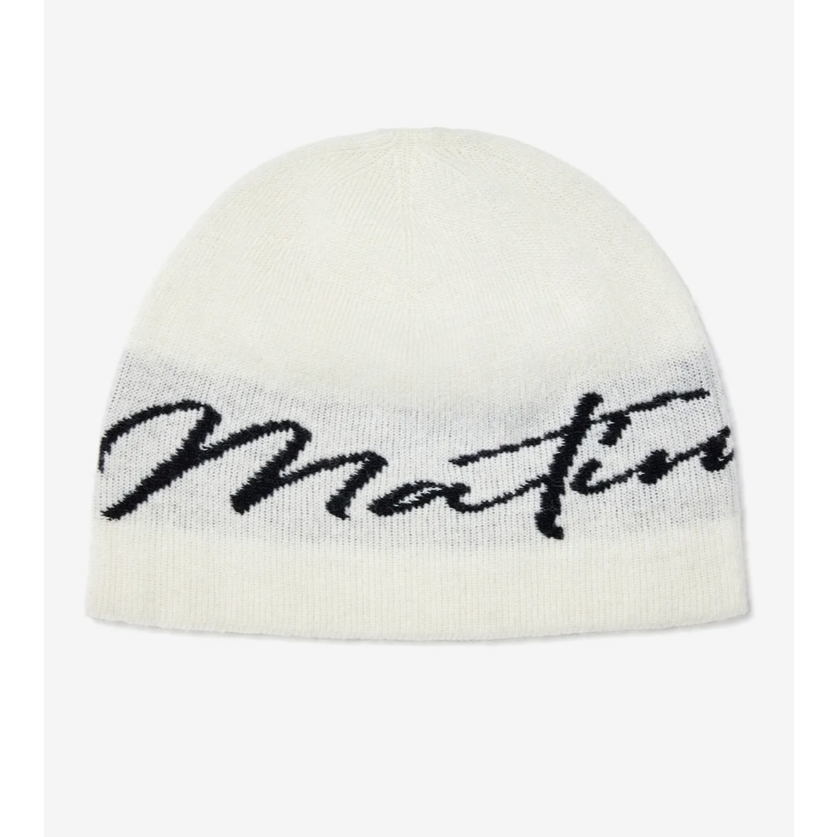 Matin Kim Logo Jacquard Short Beanie in (Black, Grey, White