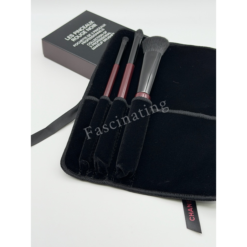 CHANEL LES PINCEAUX ROUGE NOIR 3 PROFESSIONAL MAKEUP BRUSHES