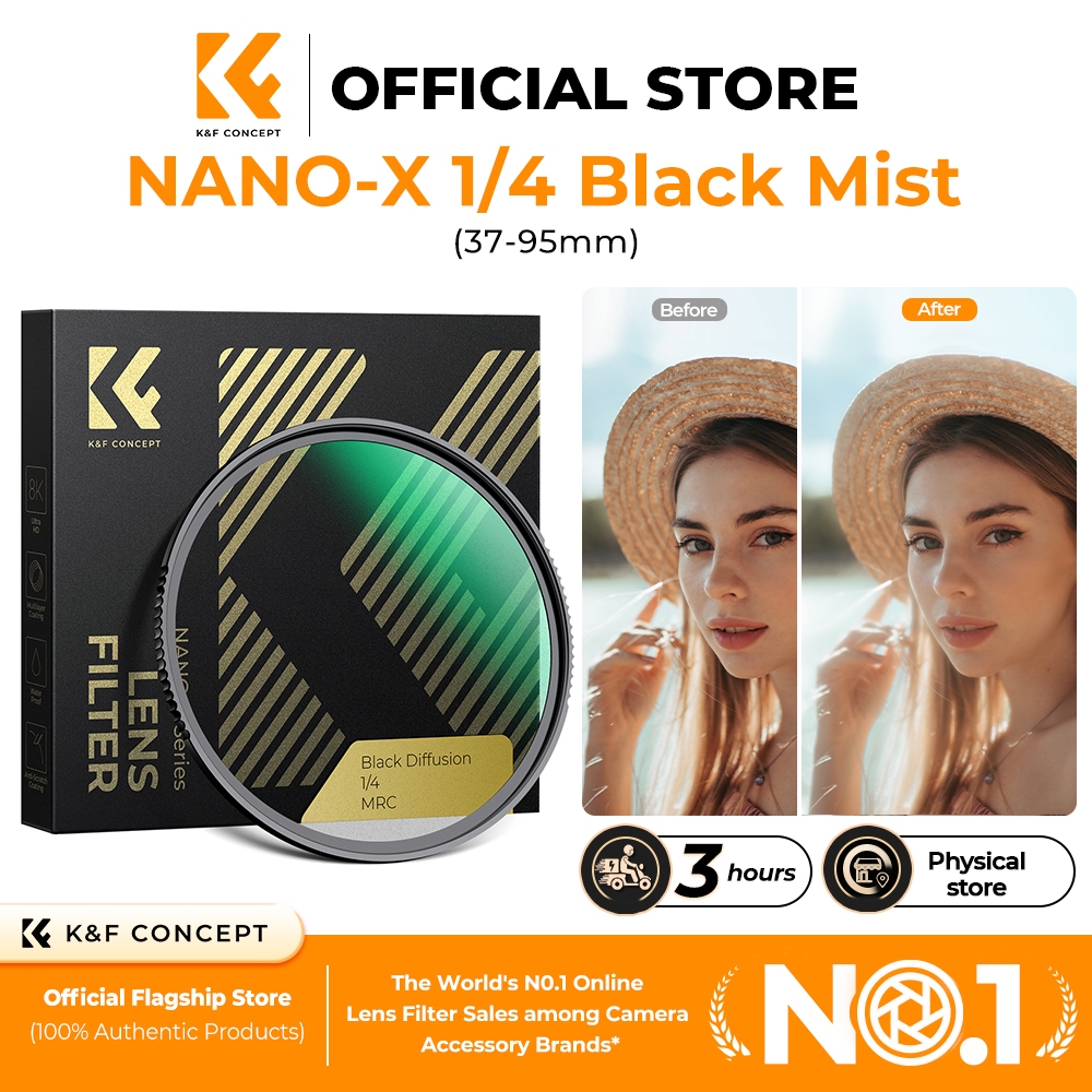K&F CONCEPT NANO-X Series 1/4 ฟิลเตอร์ Black Mist สีดำ ภาพคมชัดพร้อมเอฟเฟกต์นุ่มละมุน