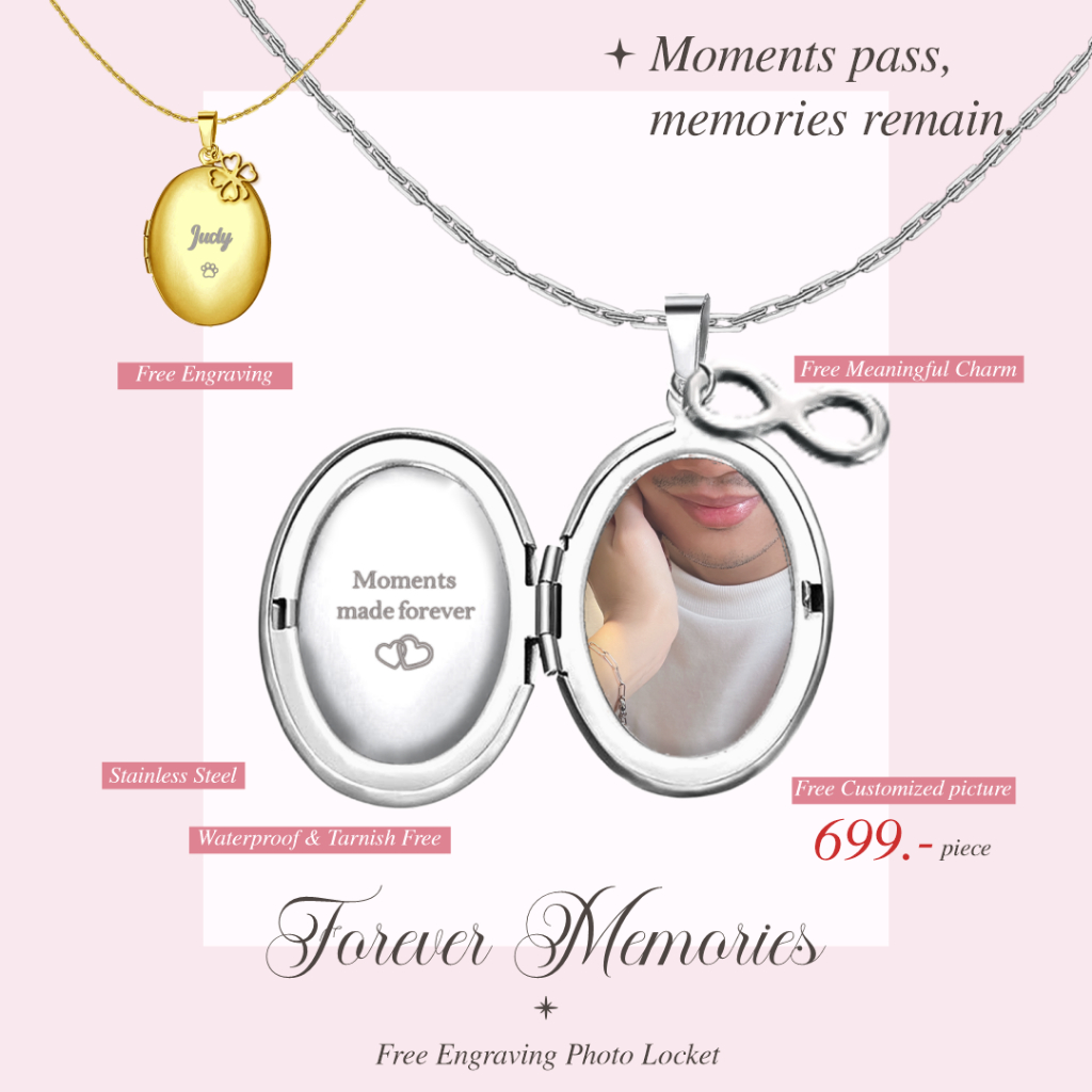 Forever Memories Locket สร้อยล็อกเก็ตวงรี สแตนเลส316 สลักชื่อ/ใส่รูป ...