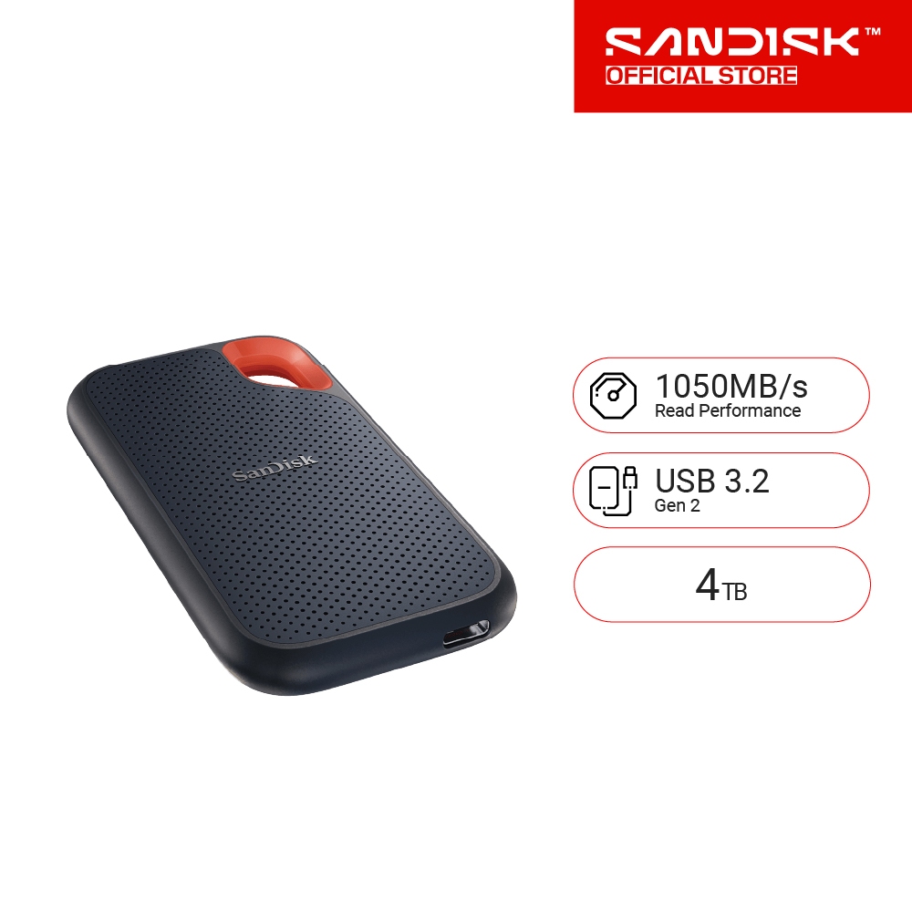 【美品】SanDisk SSD 4TB SDSSDE61-4T00-G25 SanDisk SSD portátil 4TB Extreme - Até 1050MB/s - USB-C, USB 3.2