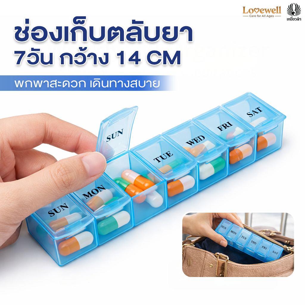 กล่องยา ตลับยา วิตามิน อาหารเสริม สำหรับ 7 วัน [FOOD GRADE] พกพาง่าย ...