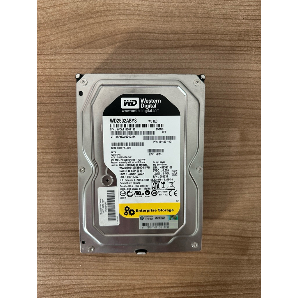 ฮาร์ดดิสก์ไดรฟ์ มือสอง 250GB (HDD) Western Digital รุ่น WD RE3 /HDD ...