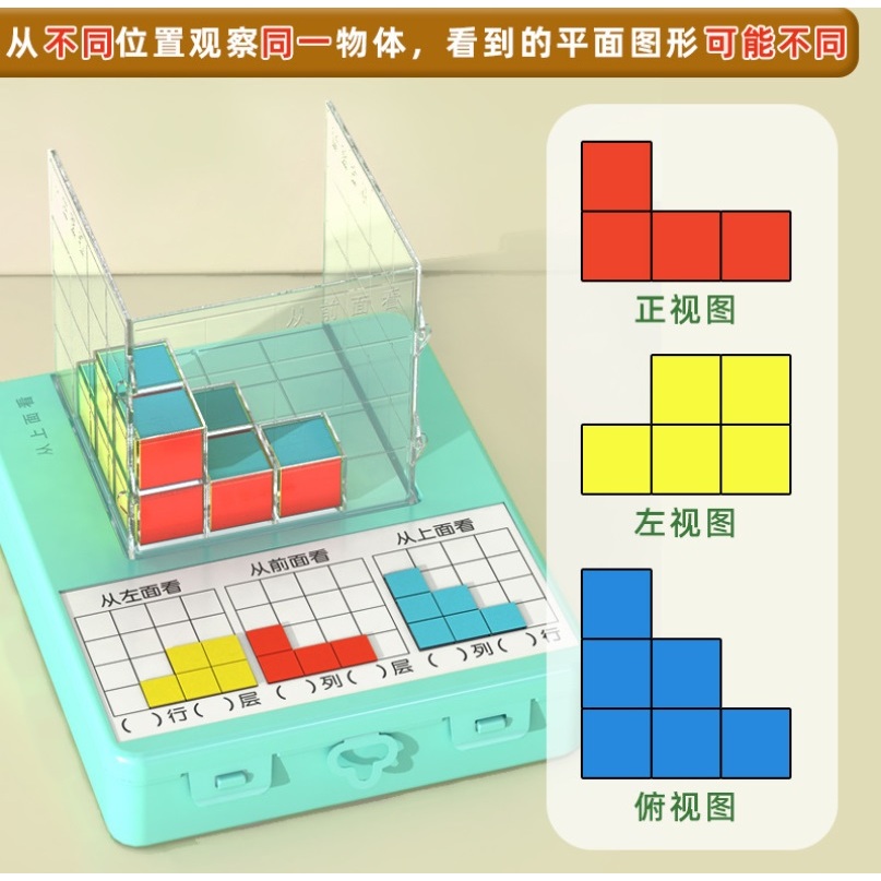 Magnetic Cube Observation Set - Geometric Three View (Top-Front-Side ...