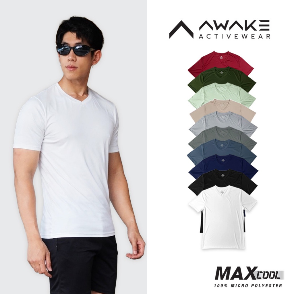 AWAKE เสื้อกีฬาไมโครสปอร์ตคอวี Micro Sport