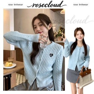 🌟rosecloud🌟 Cardigan len cổ tròn cho phụ nữ, thêu họa tiết trái tim màu kẹo, phong cách mới, áo khoác mùa lạnh sang trọng, dáng rộng rãi, giúp tôn dáng thon gọn.