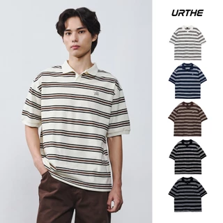 URTHE - เสื้อโปโล ลายทาง Oversize รุ่น HERITAGE STRIPE OVERSIZED BOXY STRIPE POLO