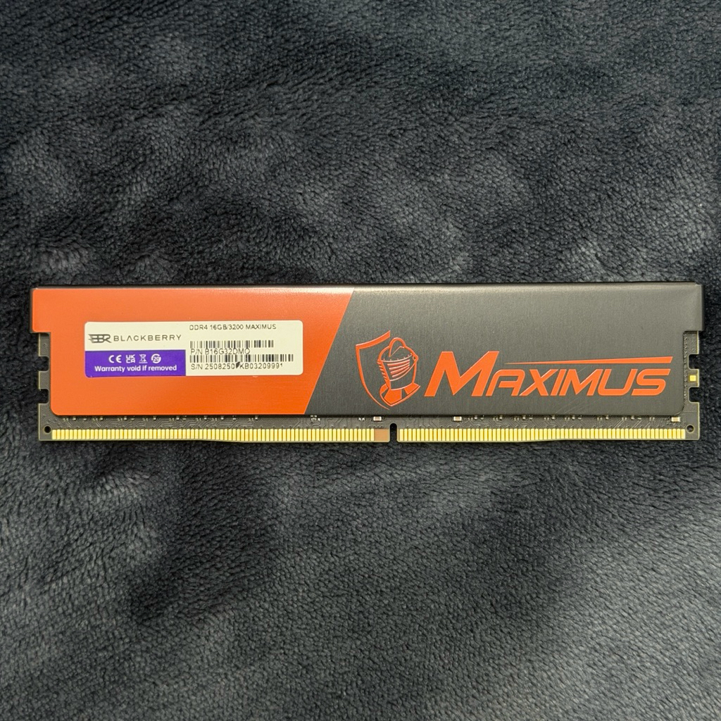 16GB(16GB*1) DDR4 3200Mhz BLACKBERRY MAXIMUS (แรมพีซี) Memory RAM (หน่วยความจำ) แรม มือสอง