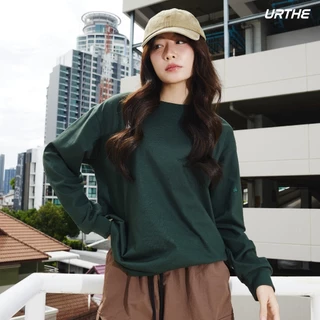 URTHE - เสื้อยืดแขนยาว แขนจั๊ม รุ่น BASIC HEAVYWEIGHT CREW NECK OVERSIZED LONG SLEEVE T-SHIRT