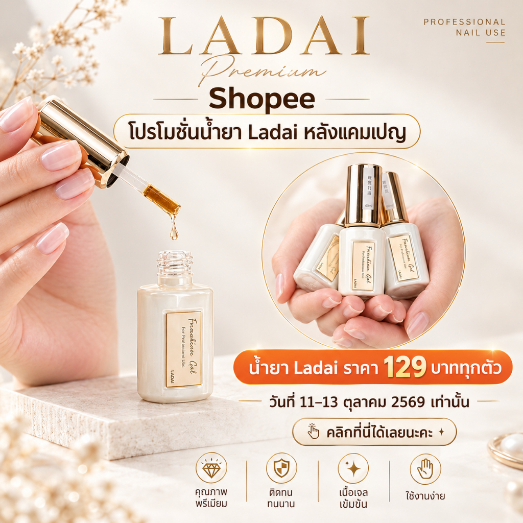 Spccail Ladai nail น้ำยาทำเล็บพรีเมี่ยม รวม BASE COAT/ REINFORCE BASE COAT/ LEVELLING GEL /TOP COAT#01/MATTE TP COAT#02