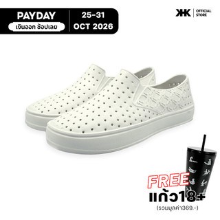 KHK SHOES model KHK ONE - WHITE màu trắng giày cao su EVA evashoes kháng nước nhẹ và thoải mái đế cao su