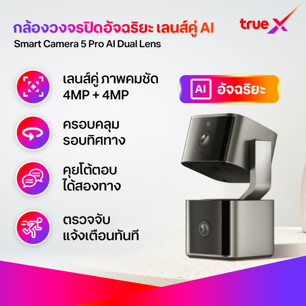 TrueX Smart Camera 5 Pro AI Dual Lens กล้องวงจรปิดอัจฉริยะ 5 Pro AI ...