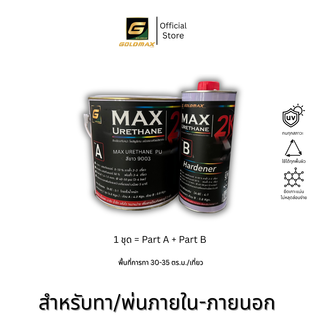 MAX URETHANE สีขาวชนิดสะท้อนแสง PU-9003 ขนาด 3.785 ลิตร | Shopee Thailand