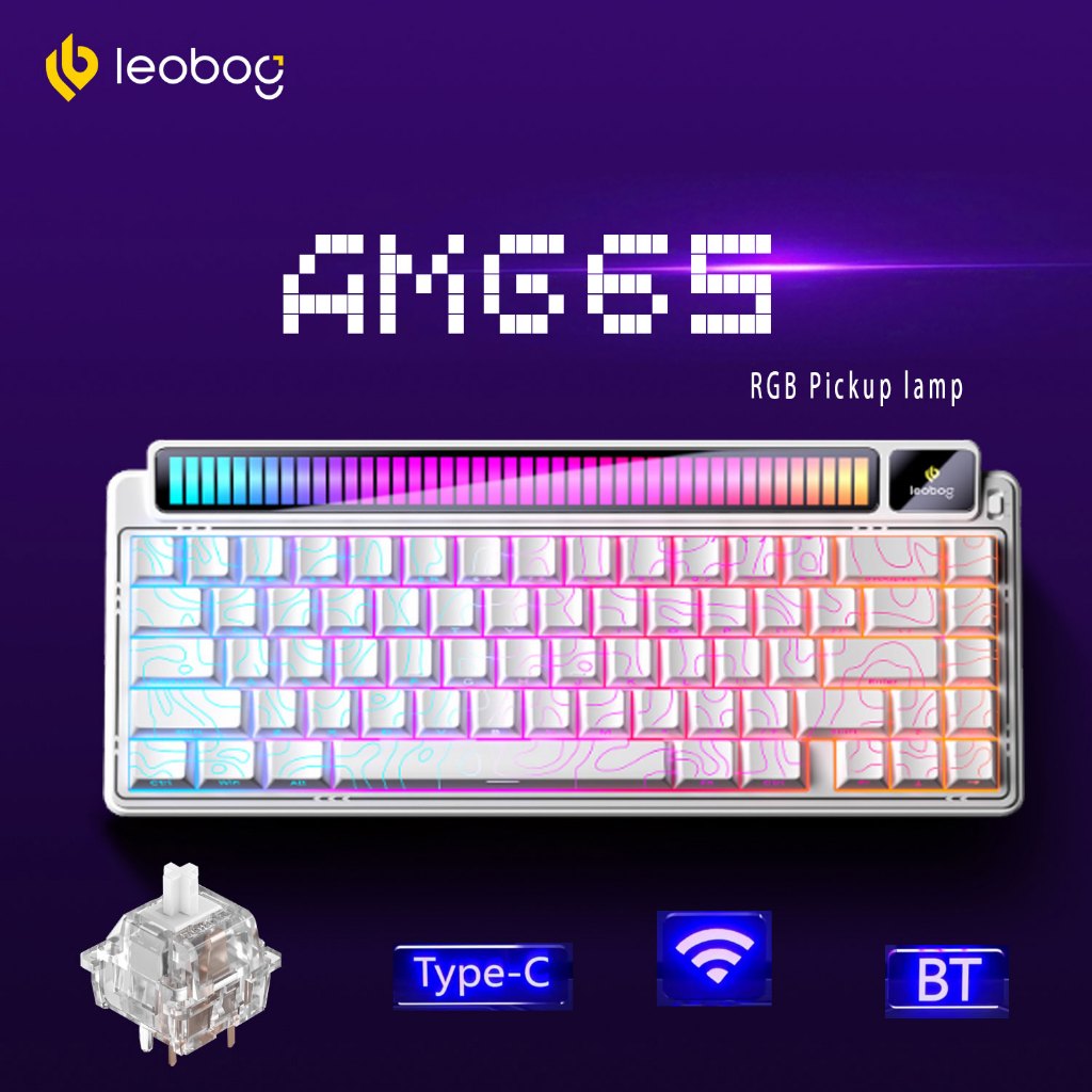 Leobog AMG65 ภาษาไทย คีย์บอร์ดไร้สายจอคู่ ขนาด 65% พร้อมจอคู่ Dot ...