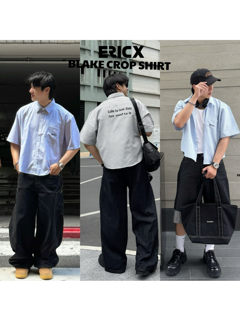 ERICX Blake Crop Shirt เสื้อเชิ้ตลายทางผู้ชาย | Shopee Thailand