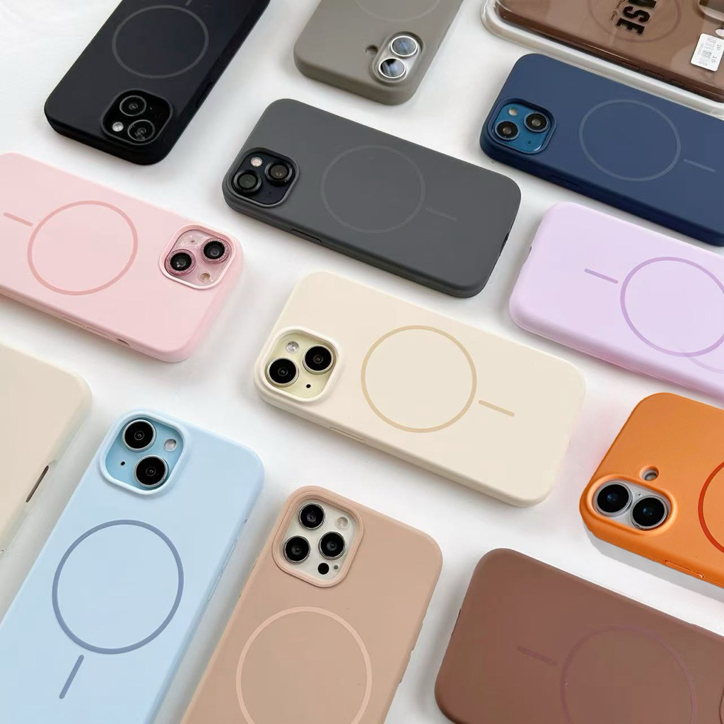 ใหม่ งานกำมะหยี่ เคสซิลิโคนชาร์จไร้สายวงแหวนแม่เหล็ก for iPhone11'12'13'14'15'16'PRO'MAX 7plus 16promax 15Promax 16plus - 2