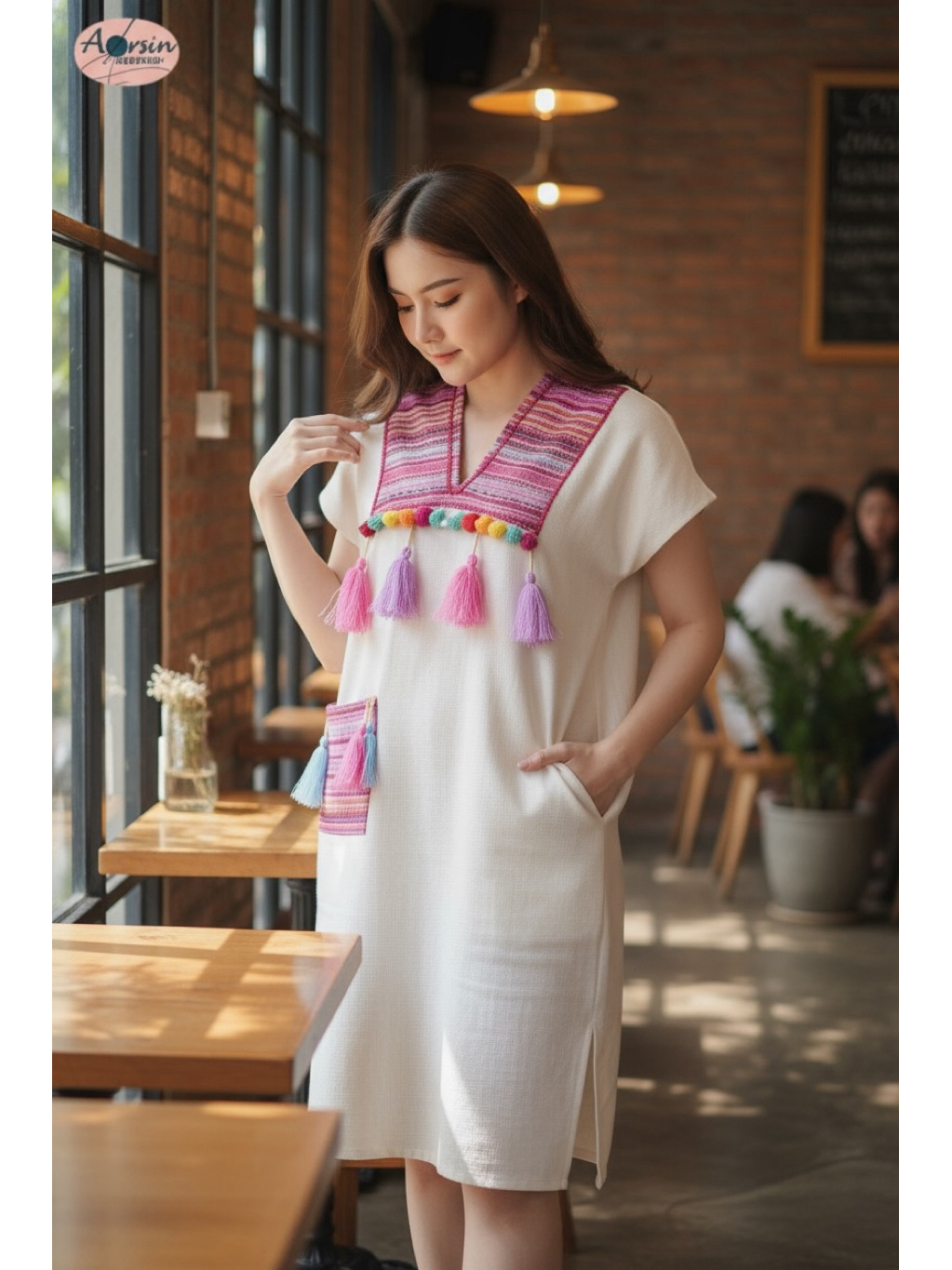 เดรสพื้นเมืองสาวเหนือ ผ้าฝ้ายนุ่ม ใส่สบาย ถูกใจสายมินิมอล | aorsin มุมมองที่ 3