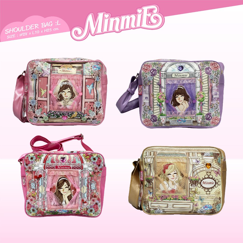 Minmie กระเป๋าสะพายปรับสาย shopping ผู้หญิง shoulder bag ลายเจ้าหญิง ...