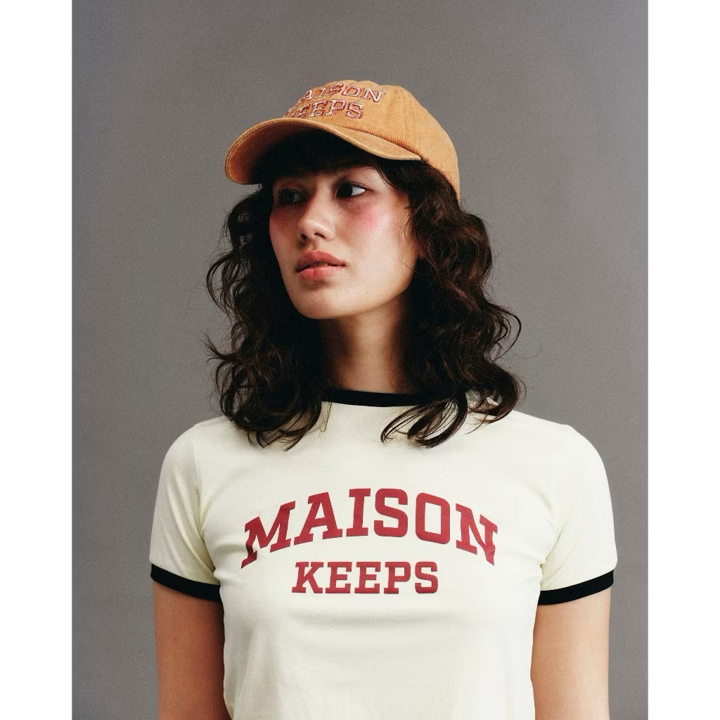 maison KEEPS | The Ringer College Logo Tee | ivory black ใช้โค้ดลด20-30 ...