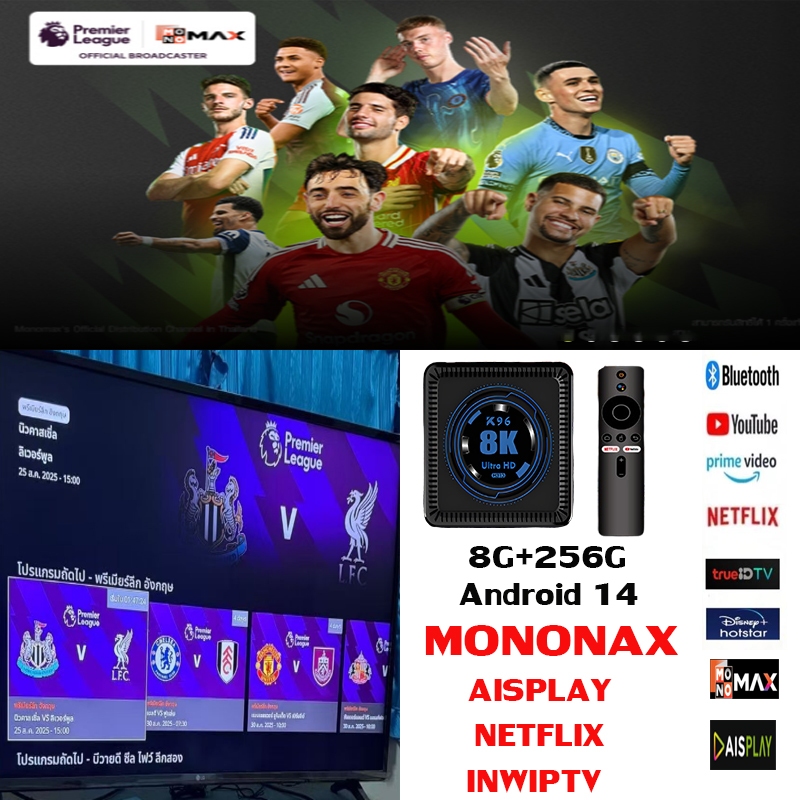 monomax aisplay tv 8G+256G 2025รุ่นล่าสุด 8k กล่อง android tv box ...