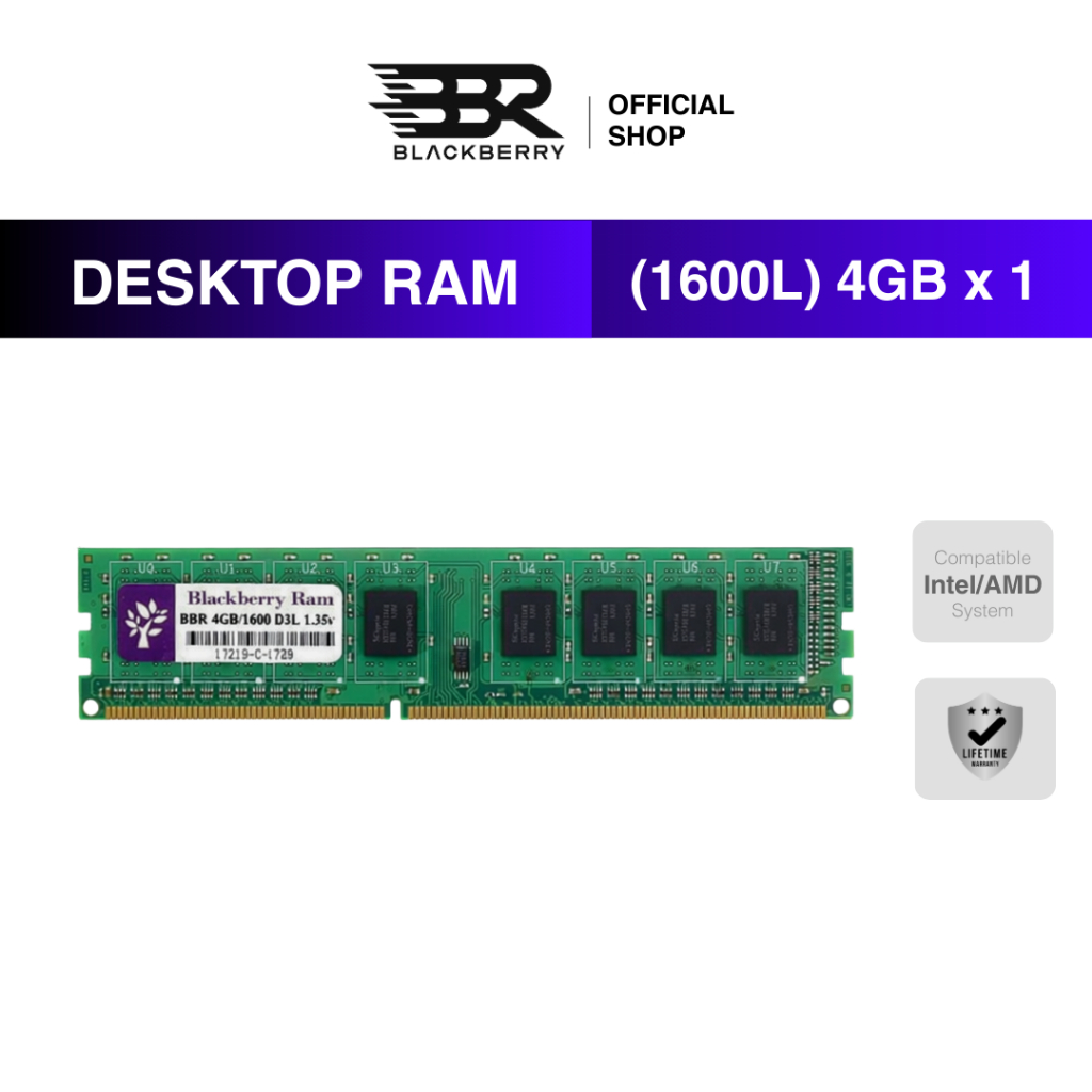 RAM PC DDR3L 4GB 1600MHz Blackberry (BBR) 8 Chips ประหยัดพลังงาน รองรับ ...