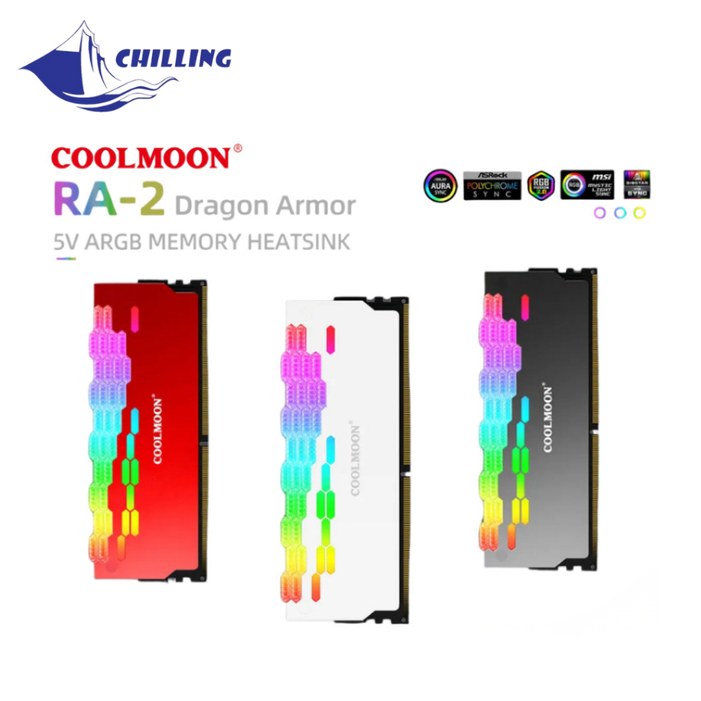 Coolmoon RA-2 บล็อกแรม ARGB RAM Memory Bank Heat Sink Cooler ARGB 5V ...