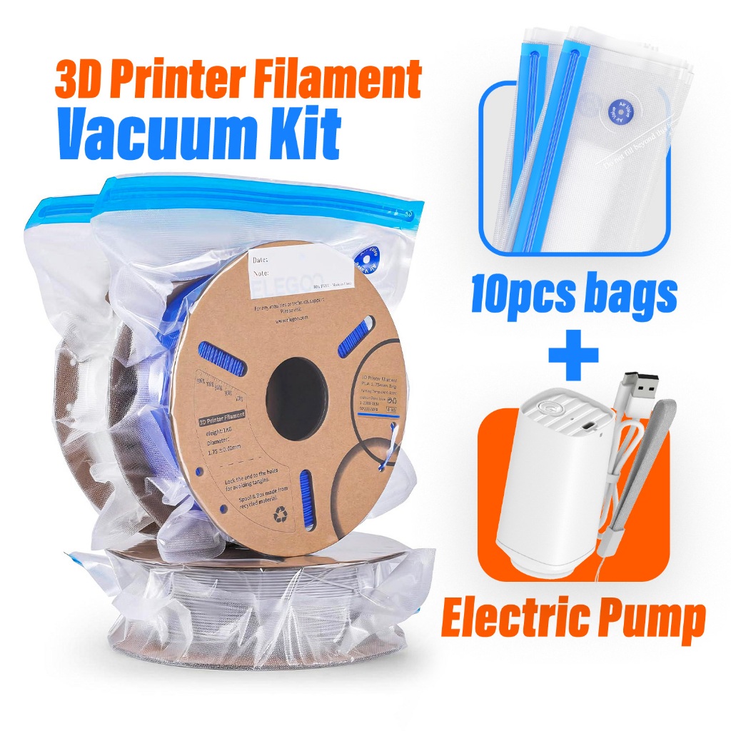 3D Printer Filament Storage Bag Kit with Electric Pump and 10pcs Vacuum ...