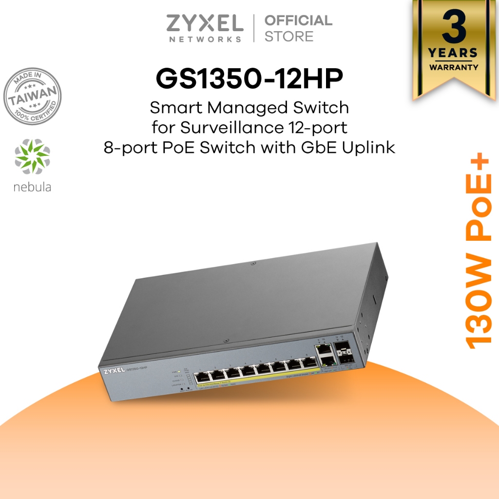 ZYXEL GS1350-12HP Smart Managed Switch for Surveillance 12-port 8-port ...