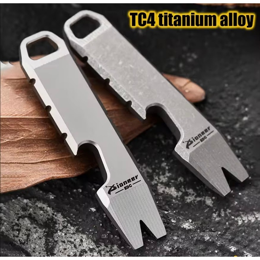 MINI TC4 ไทเทเนียม Crowbar พวงกุญแจจี้ Multi-Function เปิดการจัดส่ง ...