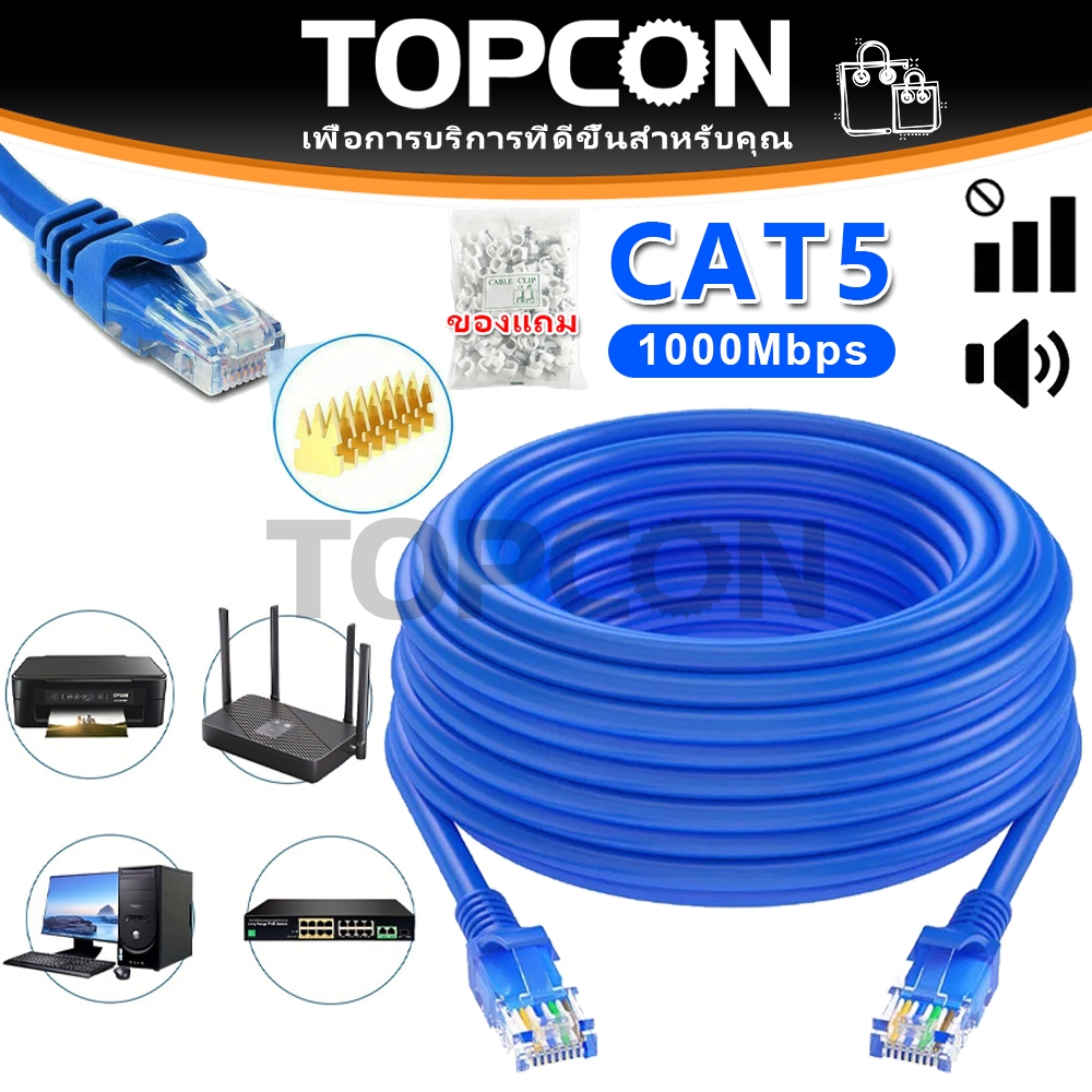 สายแลน CAT5E สำเร็จรูป RJ45 ความยาว0.5m-50m สาย Lan เคเบิลเครือข่าย ...