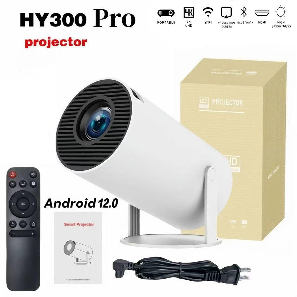 HY300 PRO ปรเจคเตอร์มินิ projector 4K โปรเจคเตอร์ดูหนัง WiFi 1080P HD ...