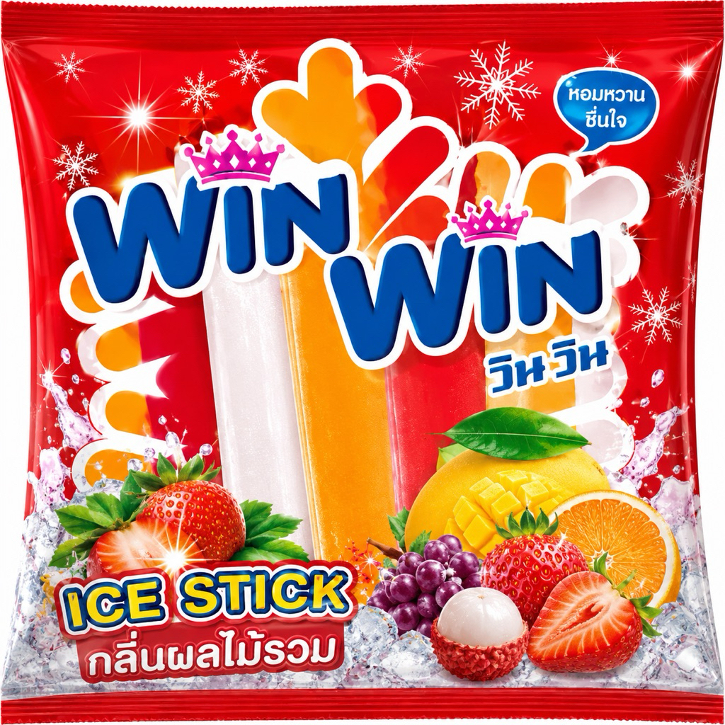 ดีโด้หลอด วินวิน ผลไม้รวม 35 มล แพ็ก 13 หลอด Win Win ice stick mix ...