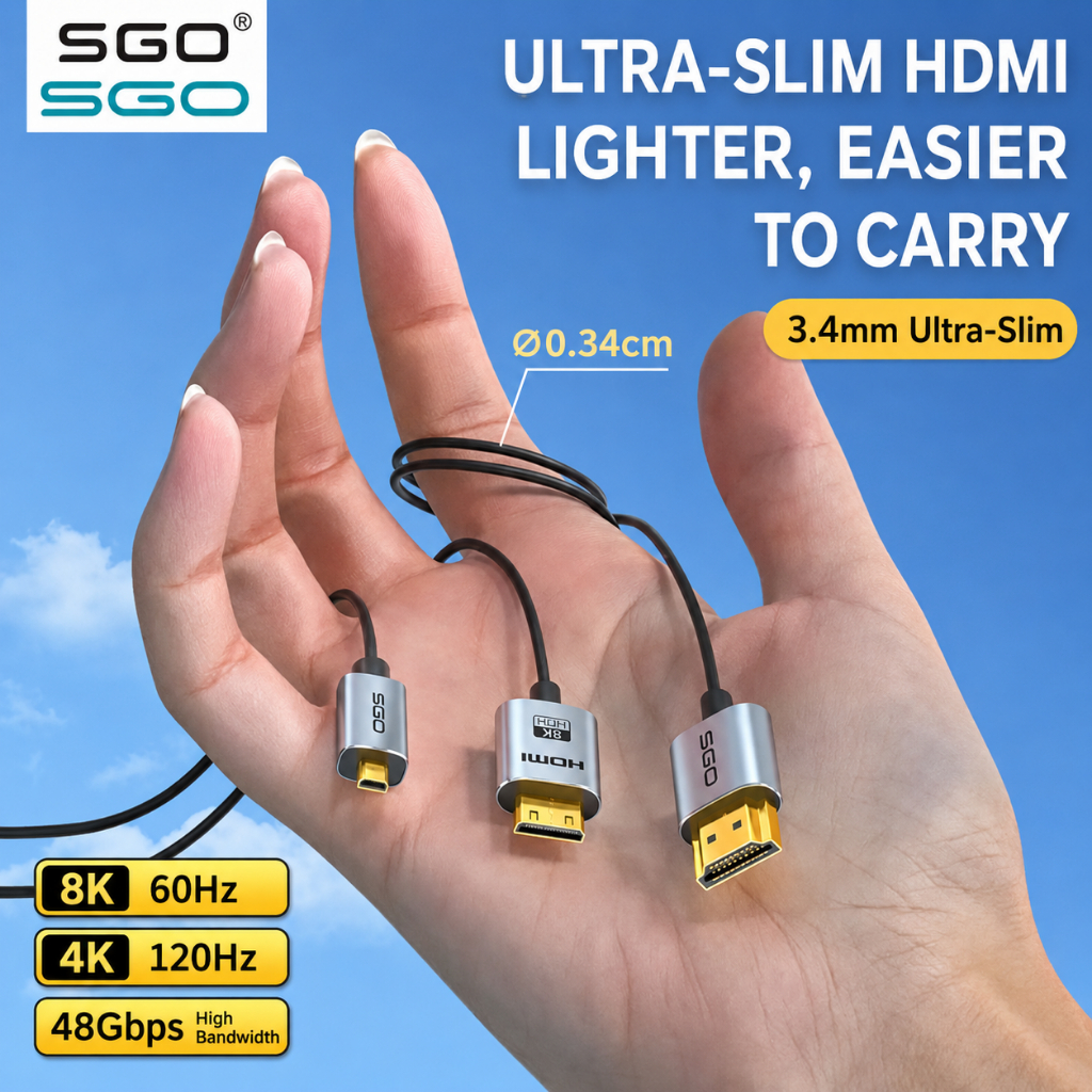 SGO HDMI 2.1 Cable Ultra Slim 3.4mm รองรับ 4K/120Hz & 8K60Hz [Soft ...