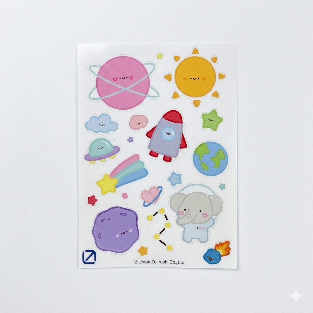 [สินค้าของแถม งดจำหน่าย] Sticker Space สติ๊กเกอร์สำหรับติดกระบอกน้ำ ลายอวกาศ