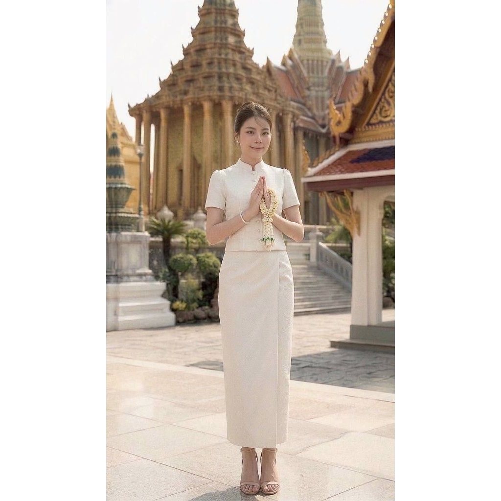 เซตผ้าไทยพรีเมี่ยม Hi-End ทรงยอดนิยม ใส่ได้หลายโอกาส ไซส์ S-4XL มุมมองที่ 5