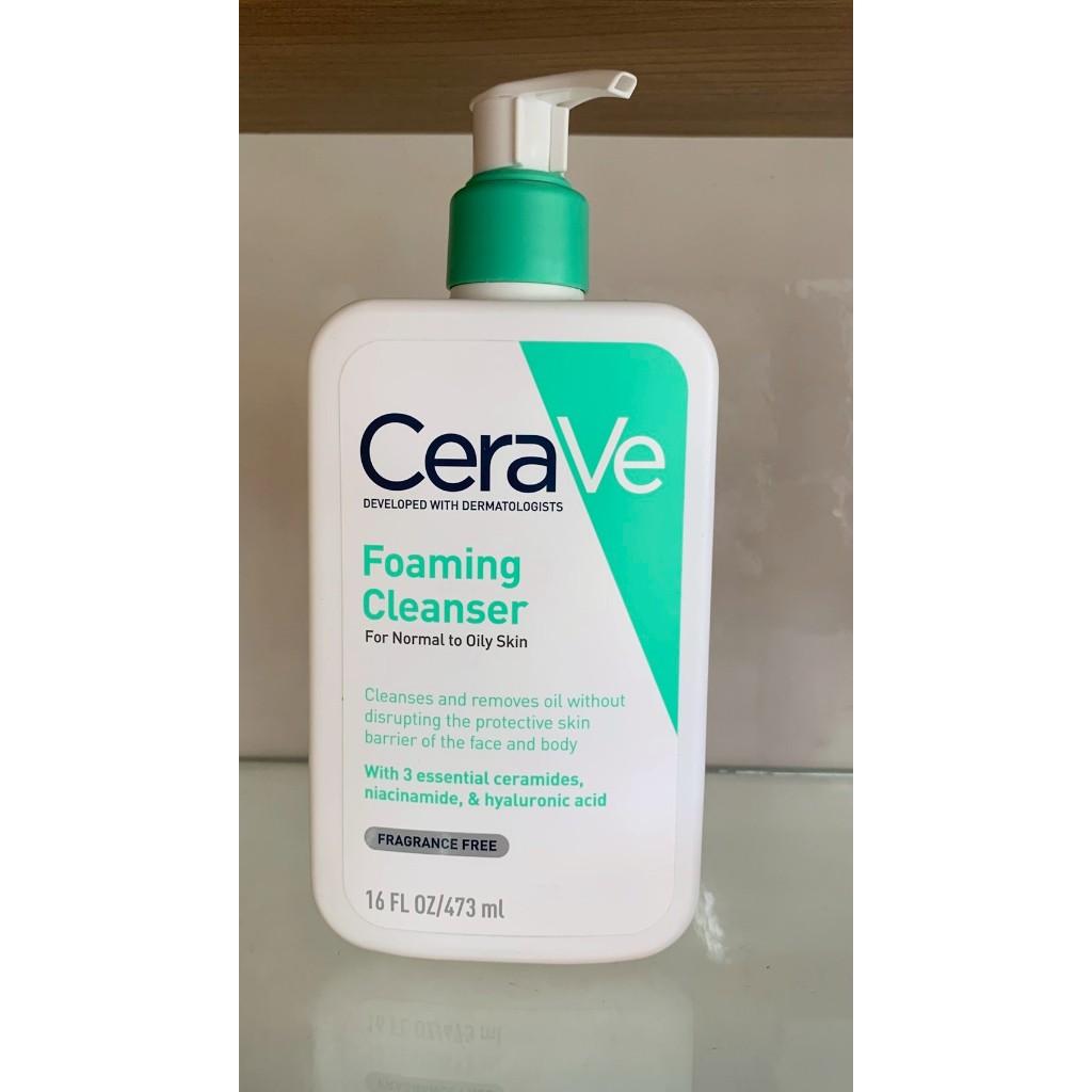 เซราวี CERAVE Foaming Cleanser โฟมทำความสะอาดผิวหน้าและผิวกาย สูตรสำหรับผิวมัน-ผสม 473ml.