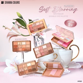 Sivanna Colors SOFT BLURRING 12/3 COLOR DOUBLE EYE PALETTE :HF620 | Bảng mắt 12 sắc màu, bao gồm phấn mắt, phấn má, contour, highlight