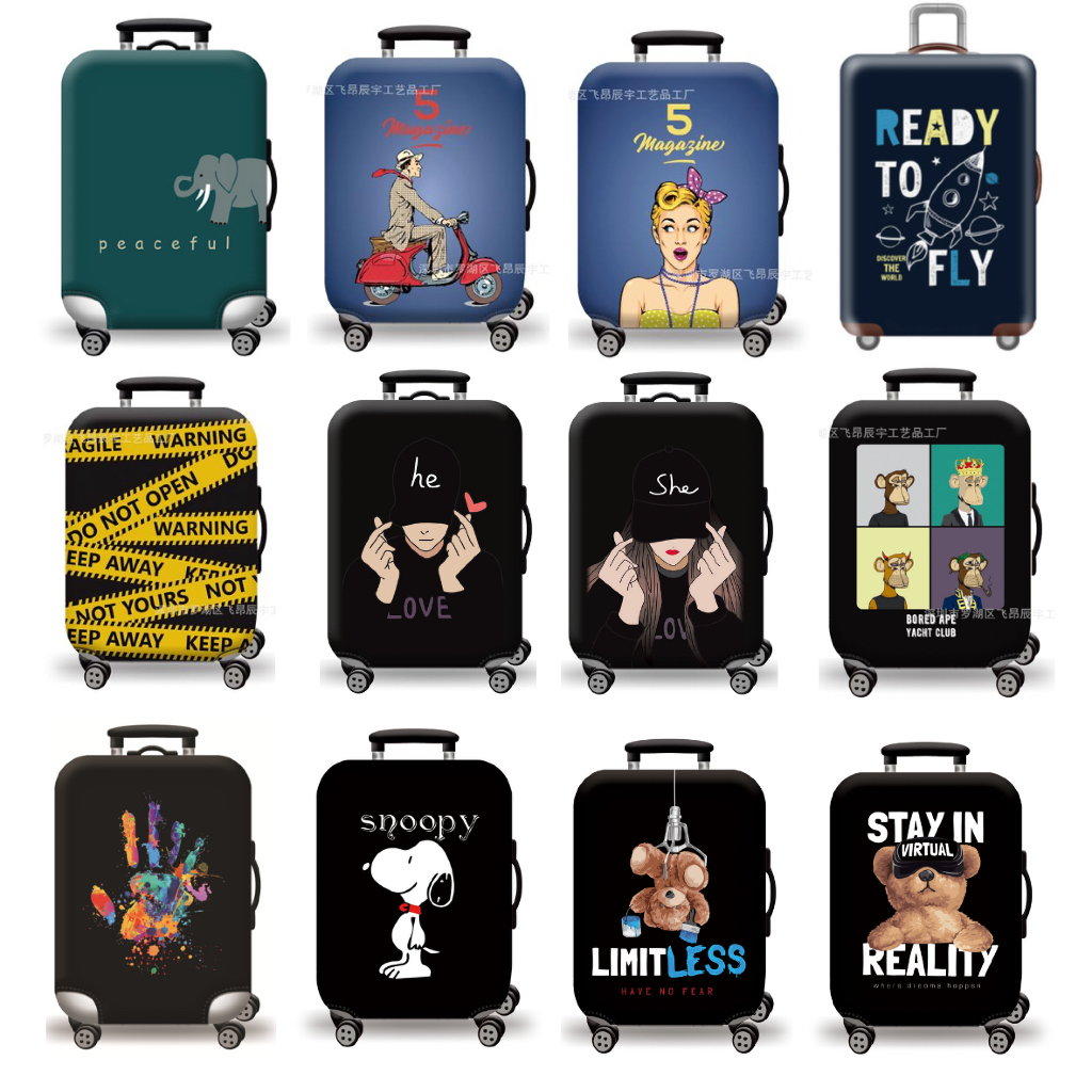 พร้อมส่ง ผ้าคลุมกระเป๋าเดินทางผ้ายืด (Black Edition) กันฝุ่น กันรอย สำหรับขนาด 20/24/26/28/30 นิ้ว Set 2