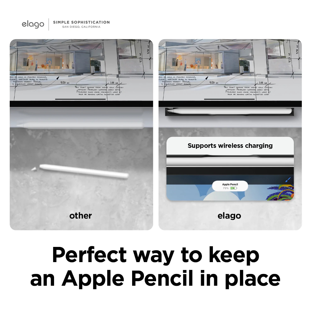 มุมมองเพิ่มเติมของสินค้า elago Metal Pencil Holder for Apple Pencil 2nd Generation ถาดแม่เหล็กสำหรับใส่ปากกายึดกับ iPad