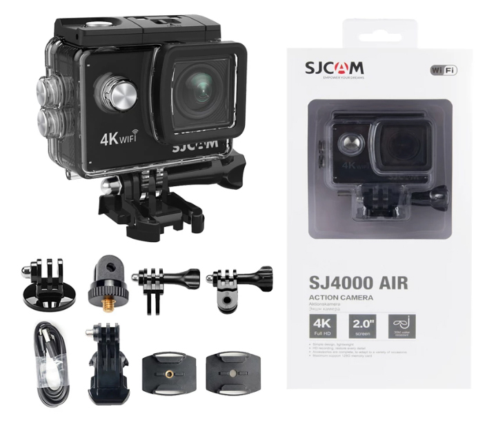 รูปภาพรายละเอียดของ SJCAM SJ4000 Air 4K Action Camera Wifi Air สีดำ กล้องกันน้ำ 30 เมตร กล้องติดหมวกกันน๊อค ประกัน 1ปี กล้องแอคชั่น Web Cam