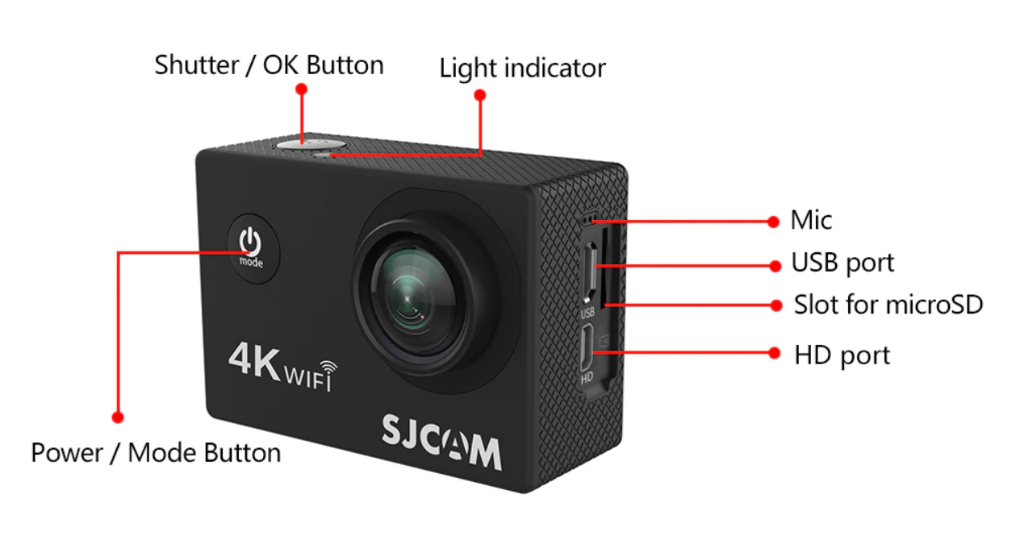 รูปภาพรายละเอียดของ SJCAM SJ4000 Air 4K Action Camera Wifi Air สีดำ กล้องกันน้ำ 30 เมตร กล้องติดหมวกกันน๊อค ประกัน 1ปี กล้องแอคชั่น Web Cam