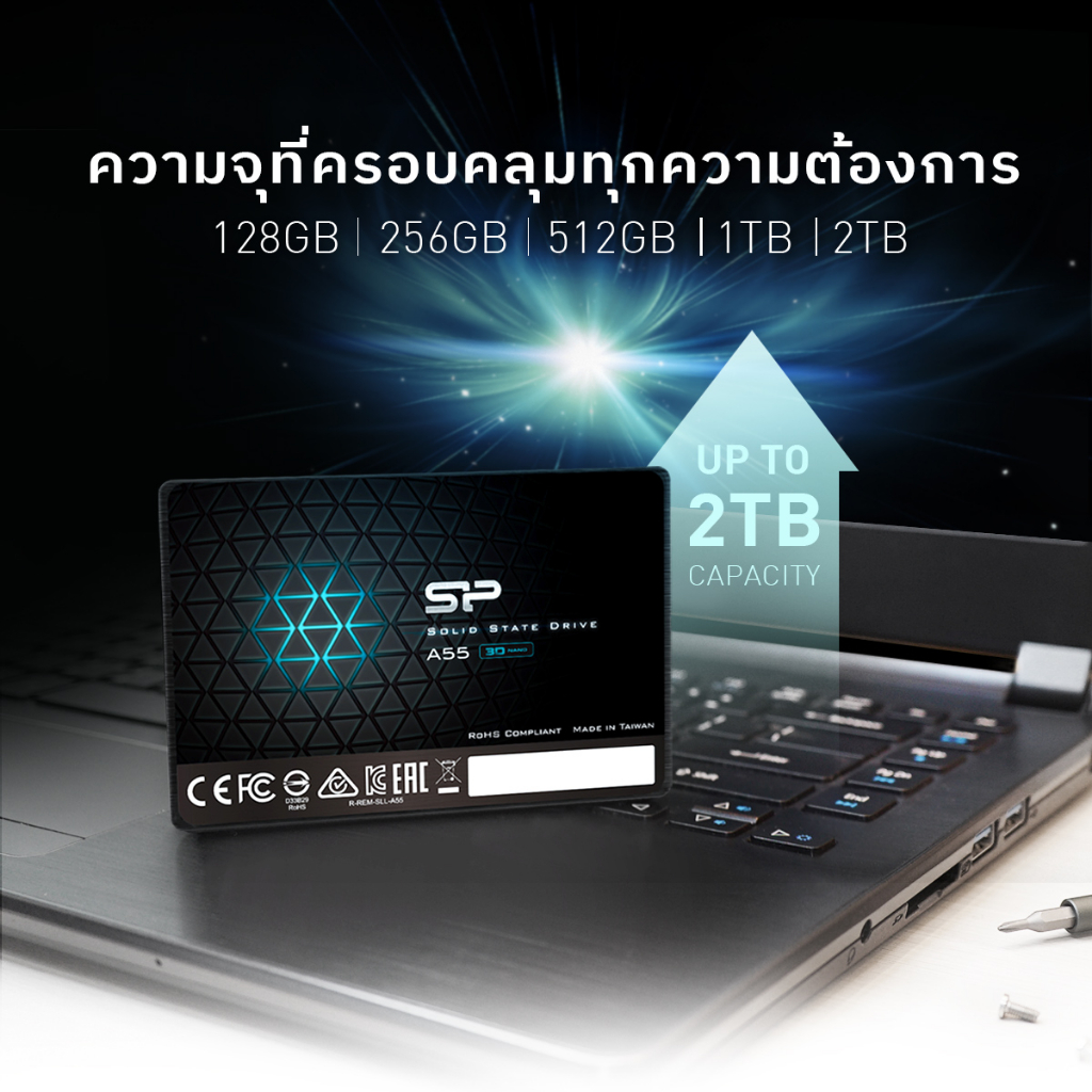 คำอธิบายเพิ่มเติมเกี่ยวกับ Silicon Power Ace A55 SSD 3D NAND with SLC Cache SATA III 2.5" Internal Solid State Drive- รับประกัน 3 ปี