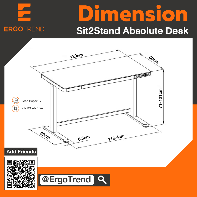 ErgoTrend รุ่น Sit2stand absolute desk โต๊ะไฟฟ้าเออร์โกเทรน ยืน-นั่งทำงาน