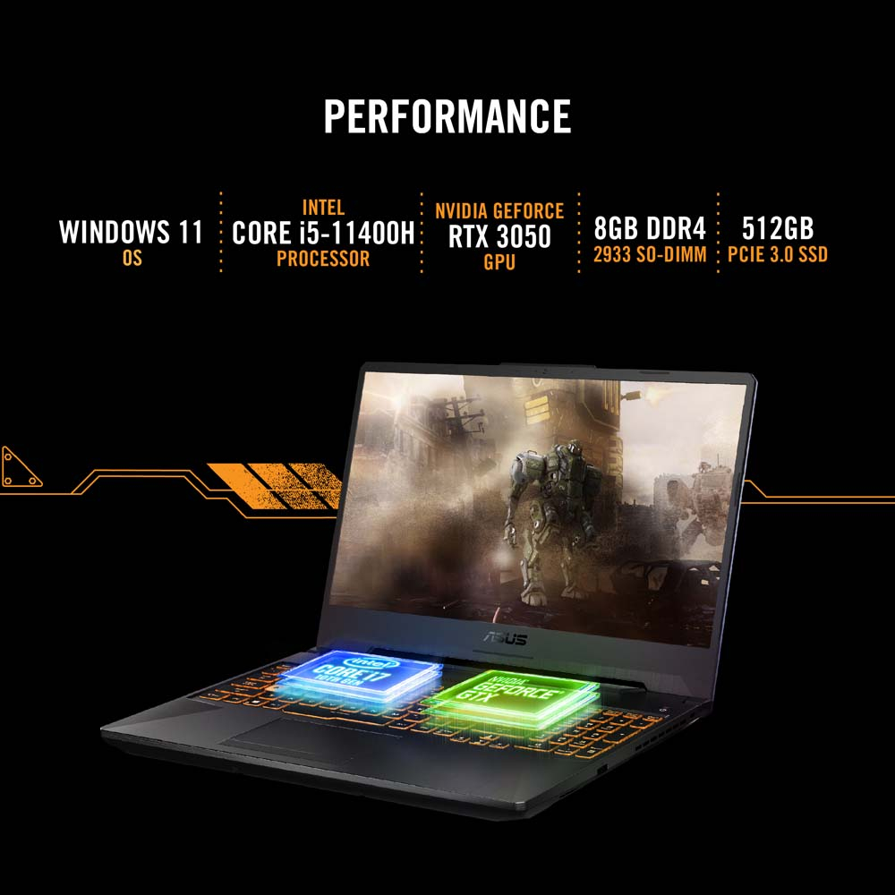 ข้อมูลประกอบของ ASUS TUF Gaming F15 (FX506HC-HN111W) Gaming Laptop, 15.6" 144Hz FHD IPS-Type Display, Intel Core i5-11400H Processor, GeForce RTX 3050, 8GB DDR4, GeForce RTX 3050, W11