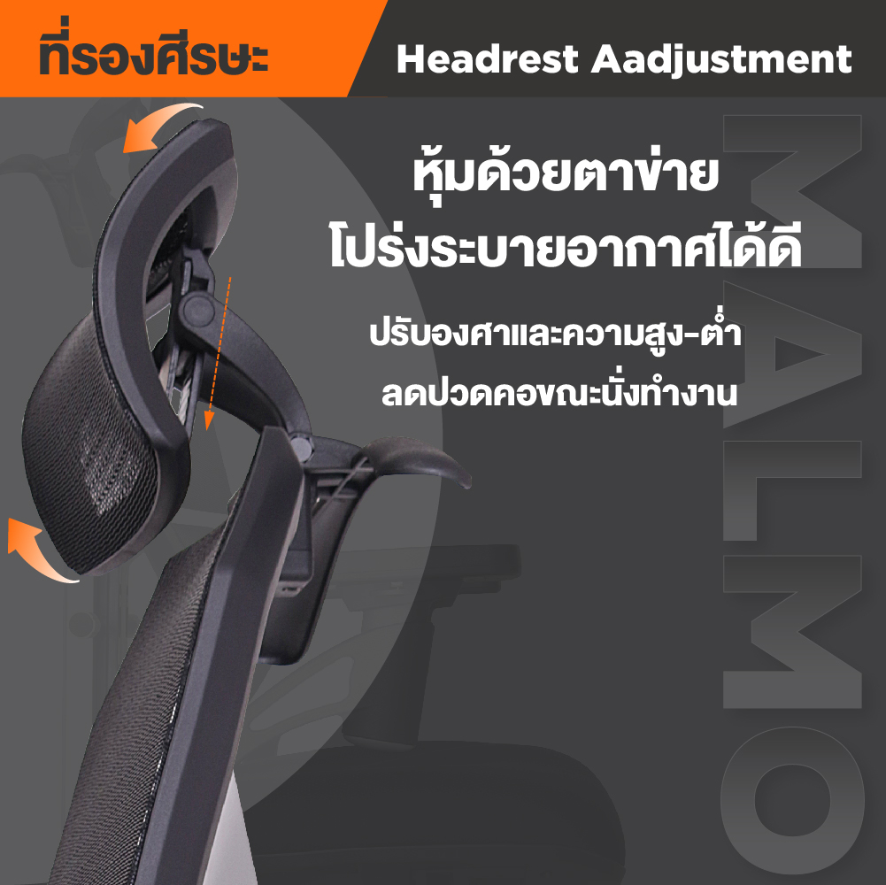 Ergotrend เก้าอี้เพื่อสุขภาพ เออร์โกเทรน รุ่น Malmo เก้าอี้สีดำ ระบายอากาศดีเยี่ยม นุ่มสบาย ตามหลักสรีระศาสตร์ Ergonomic เก้าอี้พนักพิงสูง ลดอาการปวดเมื่อย เกรดคุณภาพ ราคาดี